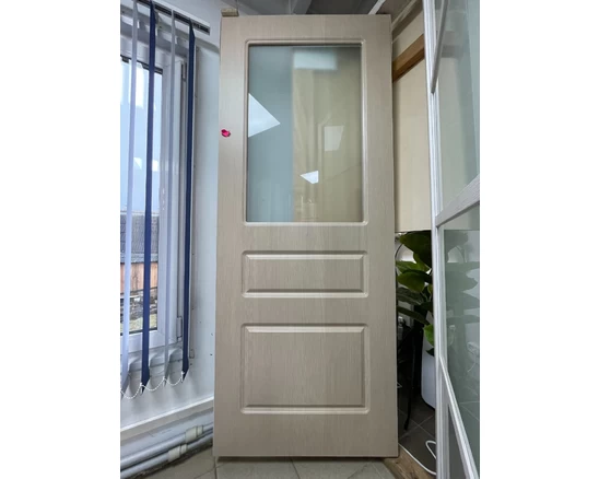 Дверь Bellezza Doors KL-11. Экошпон. Лиственница белая/кремовый. Матовое остекление. Уценка. 800*2000 мм