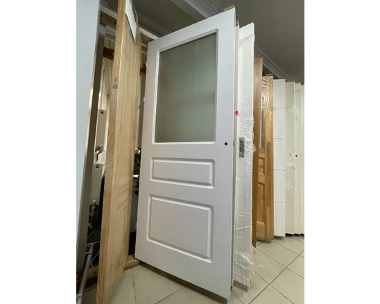 Дверь Bellezza Doors KL-11. Экошпон. Лиственница белая/кремовый. Матовое остекление. Уценка. 800*2000 мм
