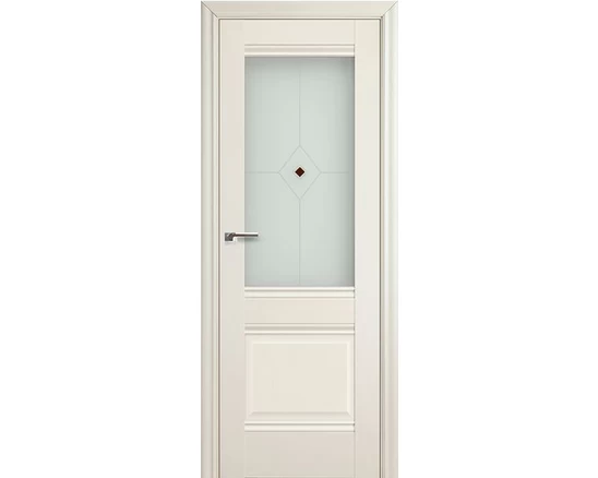 Profildoors - 2x Эшвайт, Мателюкс узор матовое с корич. фьюзингом