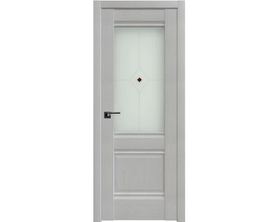 Profildoors - 2x Пекан белый, Мателюкс узор матовое с корич. фьюзингом